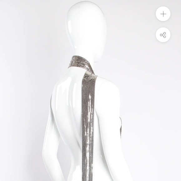 VINTAGE Whiting & Davis Shiny Silver metal mesh tie scarf. - Picture 3 of 9